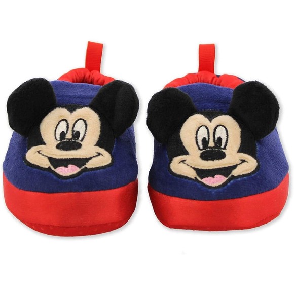 NEW Mickey Mouse Toddler Boys Slippers Blue Red Size 11-12 - Picture 2 of 7